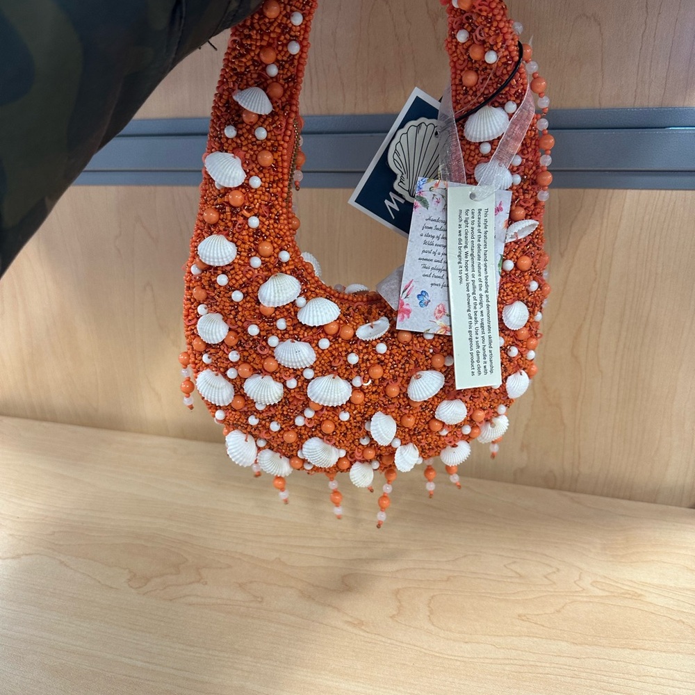 Orange Beaded Shell Necklace